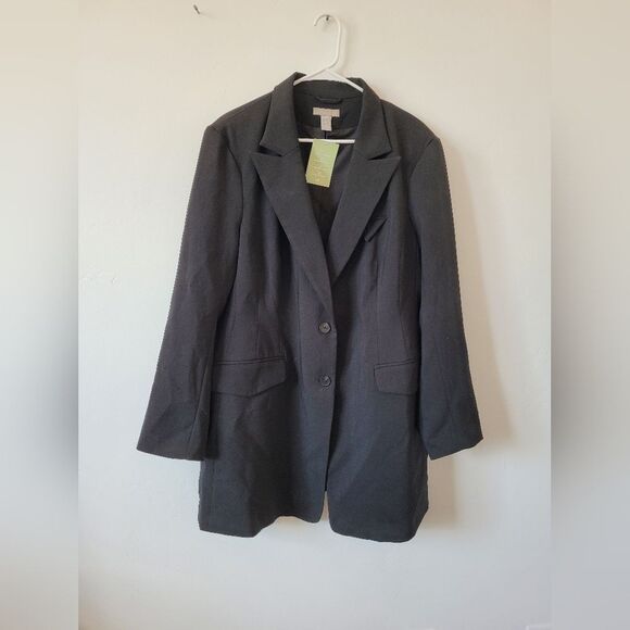 NEW H&M Oversized Blazer Jacket Black Womens Plus Size XXL Office Workwear - Picture 6 of 16